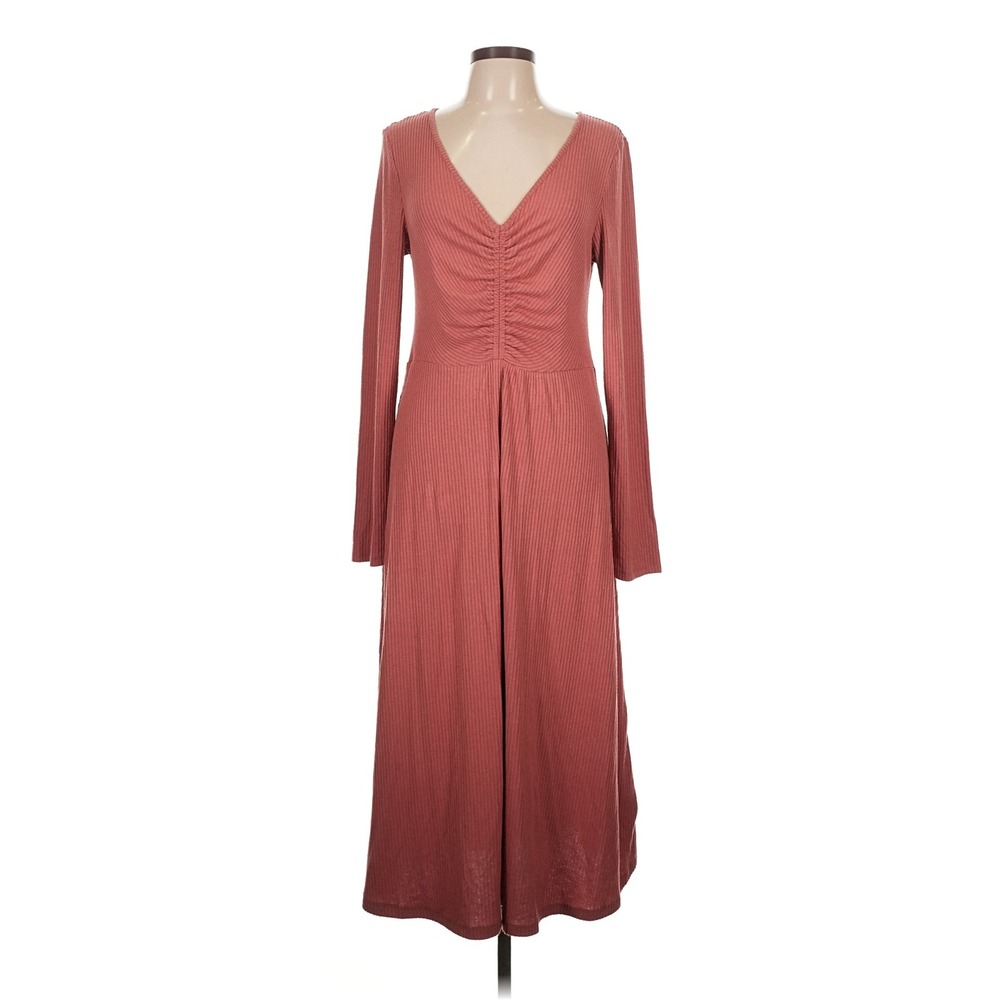 Saturday Sunday Anthropologie Ribbed Ruched Midi Dress Terracotta Rose Large